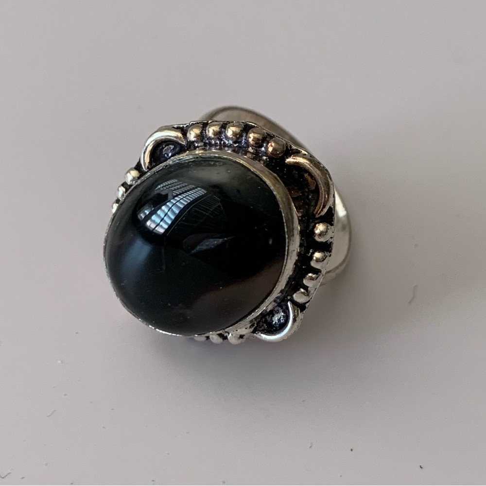 Black Agate Stone 925 silver Ring